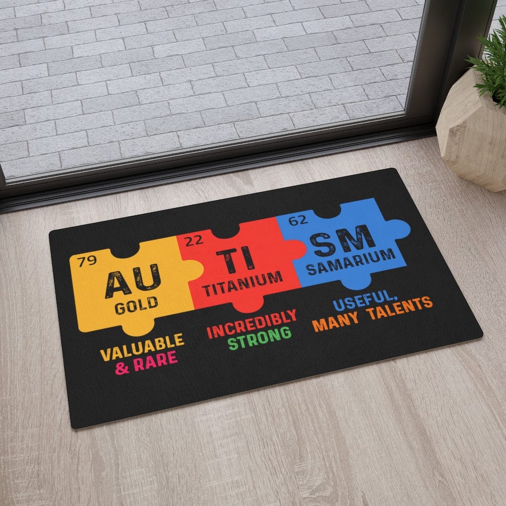 Kate McEnroe New York Autism Awareness Floor Mat, Gold-Valuable &amp; Rare, Titanium-Incredibly Strong, Samarium-Useful, Many Talents, Autism Awareness Mat Home Decor 50&quot; × 30&quot; 74273821230985015454