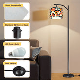 Kate McEnroe New York Bauhaus Arc Floor Lamp, Mid Century Modern Geometric Drum Shade, Retro Abstract Accent LightArc Floor LampsbU4gfG9r6s
