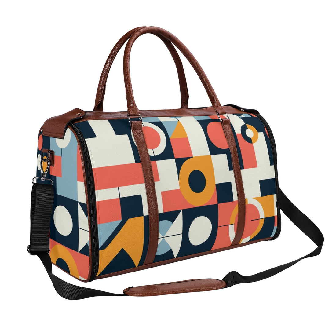 Kate McEnroe New York Bauhaus Geometric Duffel Bag, Mid Century Modern Abstract Travel Weekender, Retro Mod Carry - OnDuffel BagsNVO2OLPY - 1