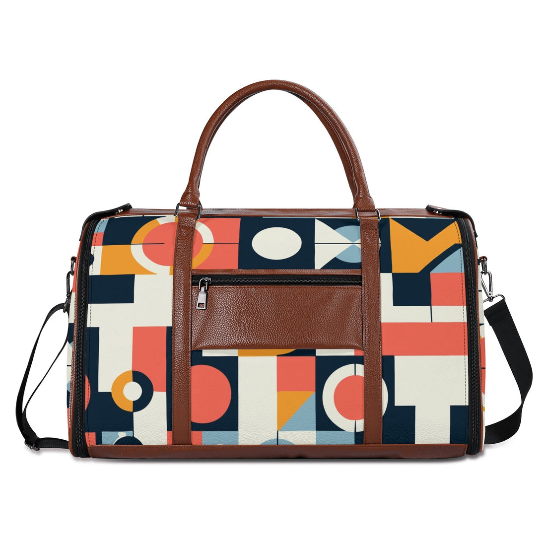 Kate McEnroe New York Bauhaus Geometric Duffel Bag, Mid Century Modern Abstract Travel Weekender, Retro Mod Carry - OnDuffel BagsNVO2OLPY - 1