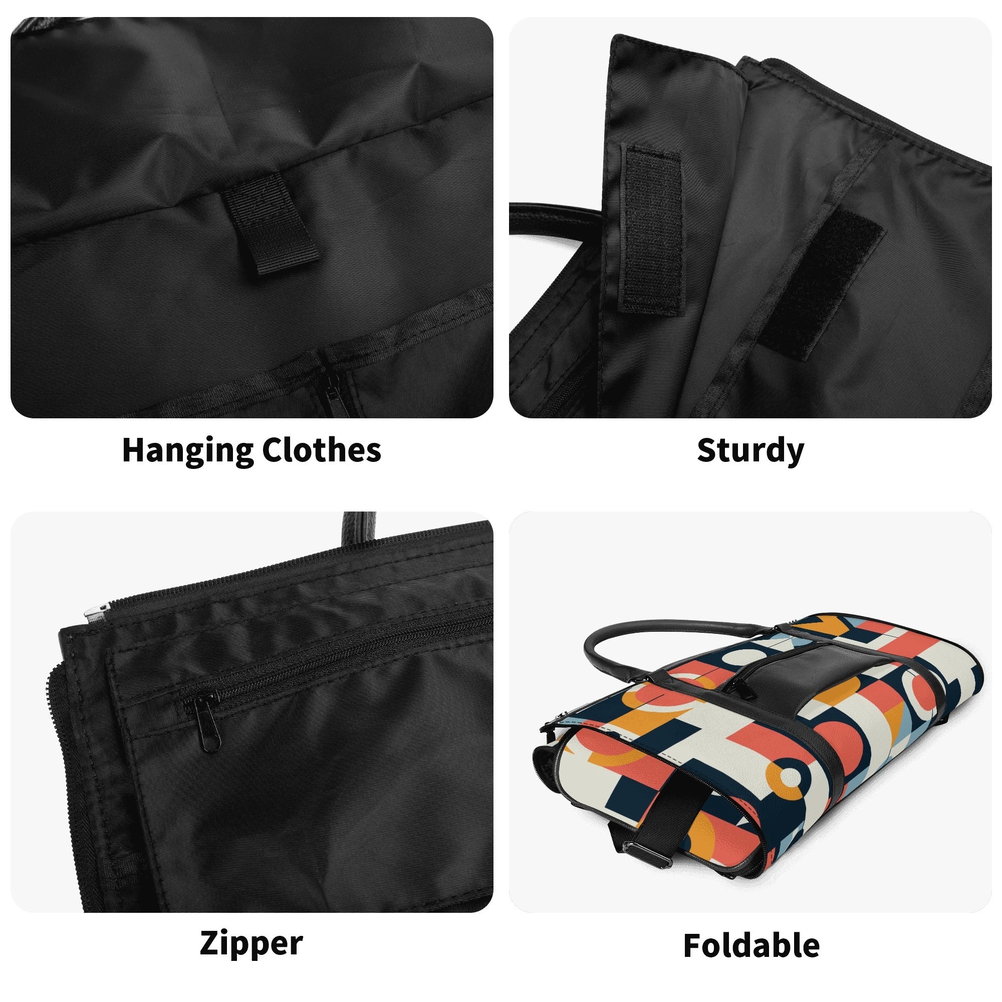 Kate McEnroe New York Bauhaus Geometric Duffel Bag, Mid Century Modern Abstract Travel Weekender, Retro Mod Carry - OnDuffel BagsNVO2OLPY - 1