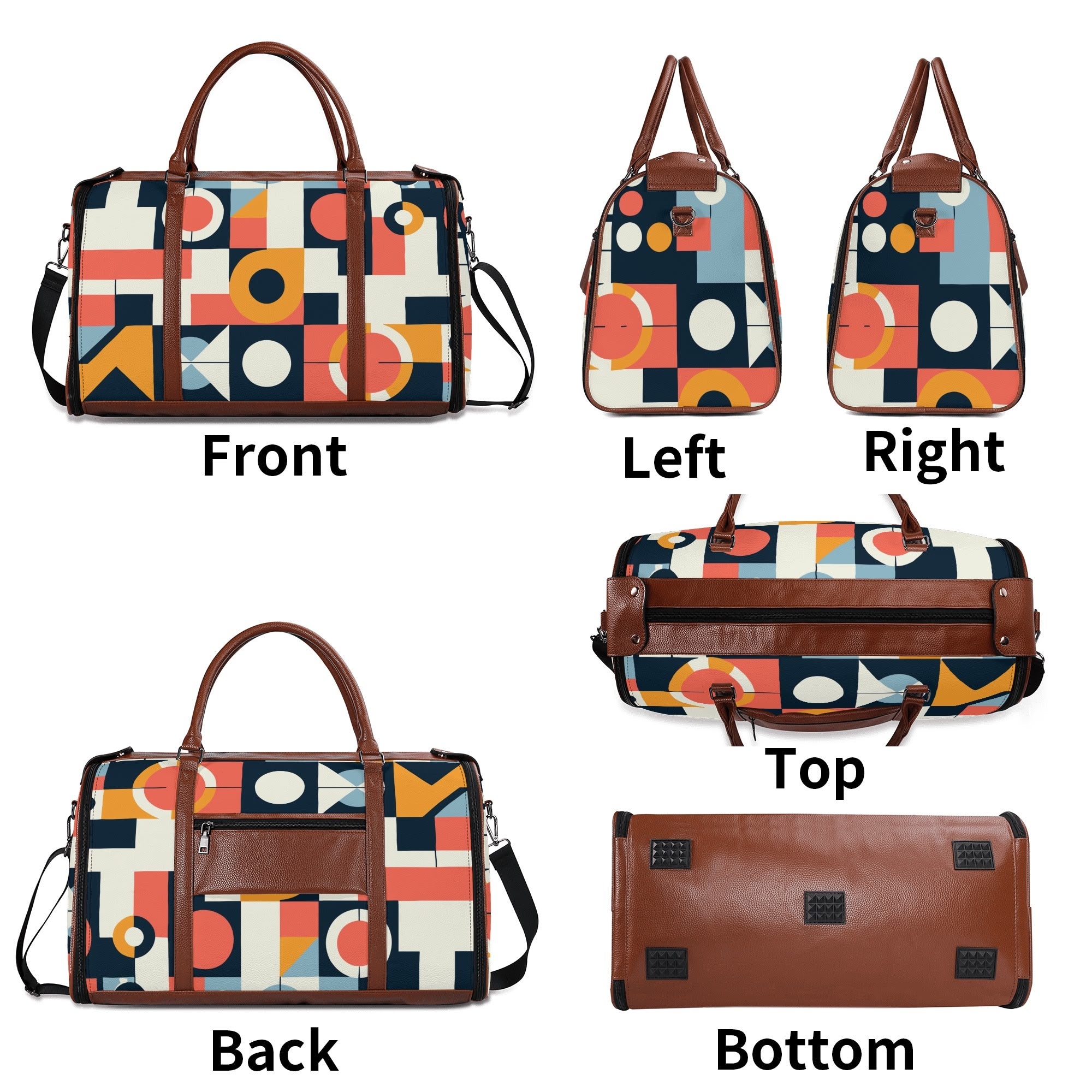 Kate McEnroe New York Bauhaus Geometric Duffel Bag, Mid Century Modern Abstract Travel Weekender, Retro Mod Carry - OnDuffel BagsNVO2OLPY - 1