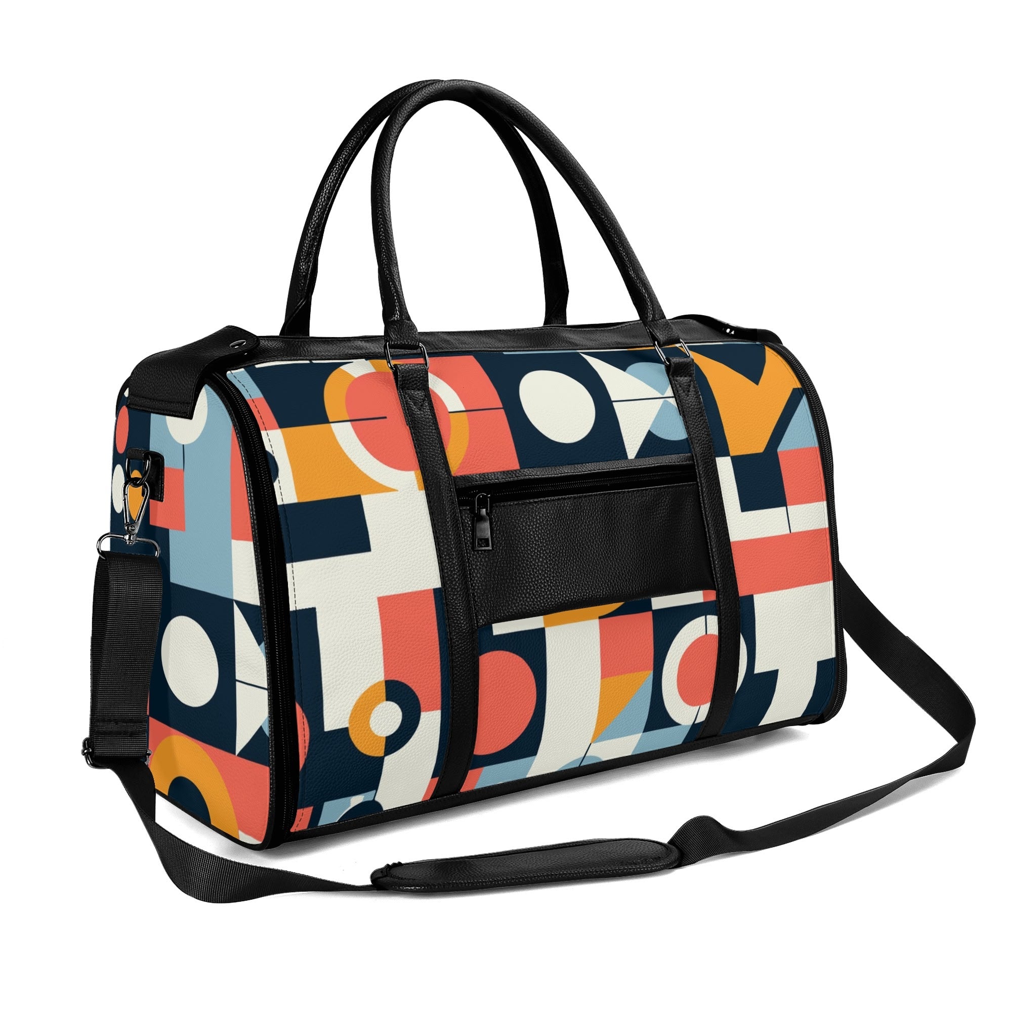 Kate McEnroe New York Bauhaus Geometric Duffel Bag, Mid Century Modern Abstract Travel Weekender, Retro Mod Carry - OnDuffel BagsNVO2OLPY - 2
