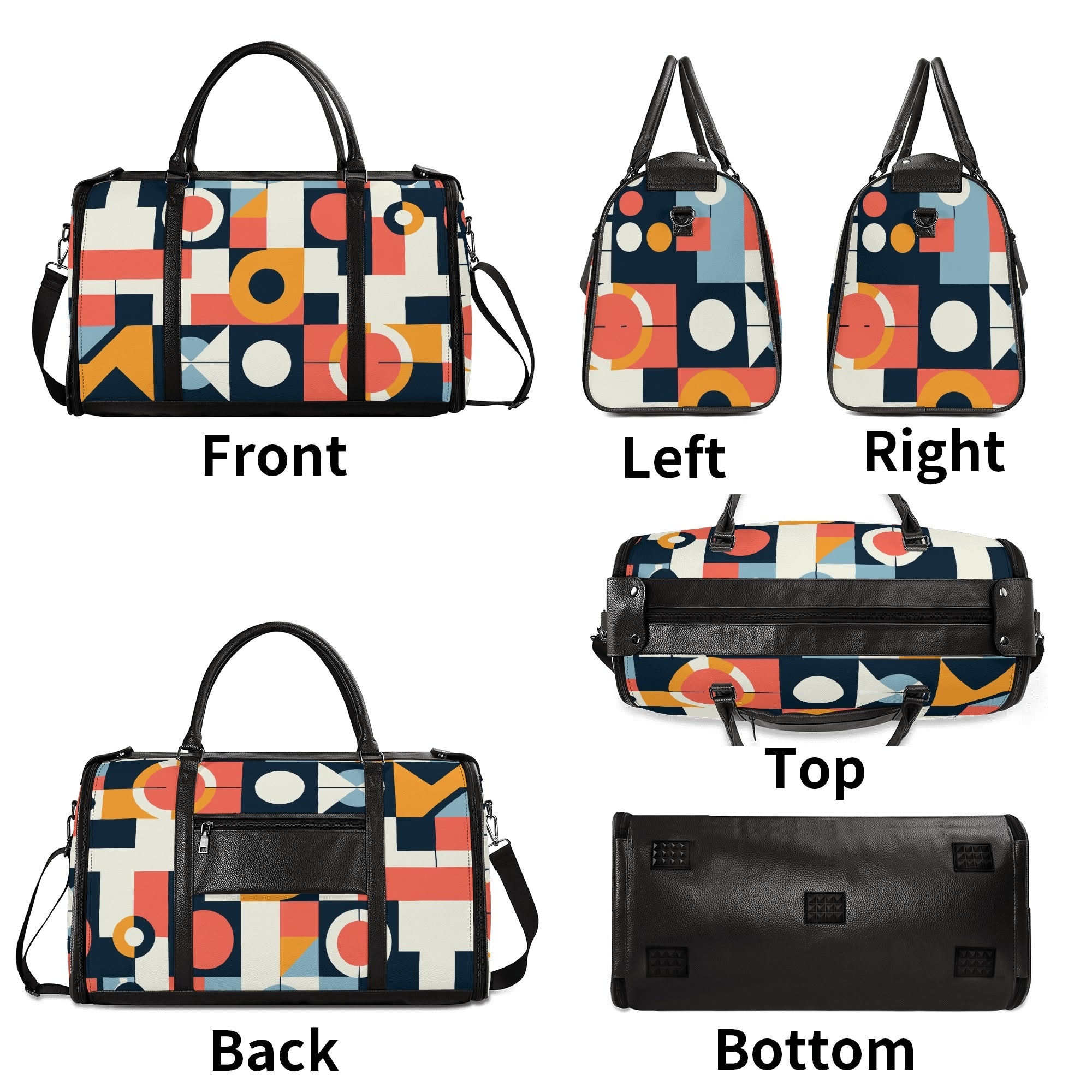 Kate McEnroe New York Bauhaus Geometric Duffel Bag, Mid Century Modern Abstract Travel Weekender, Retro Mod Carry - OnDuffel BagsNVO2OLPY - 2