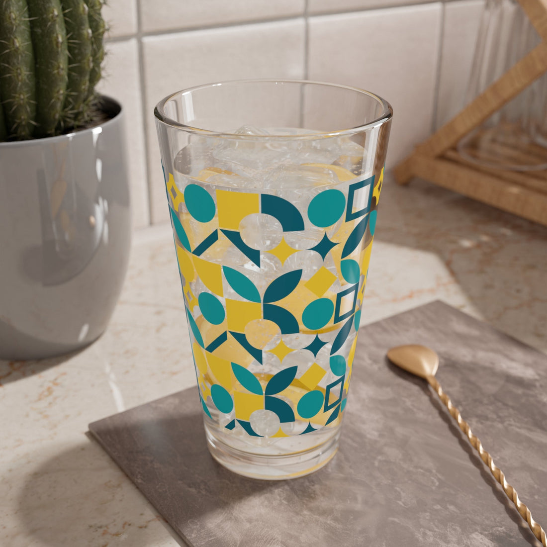 Kate McEnroe New York Bauhaus Geometric Pint Glass, Mid Century Modern BarwarePint Glasses21640600604144694149