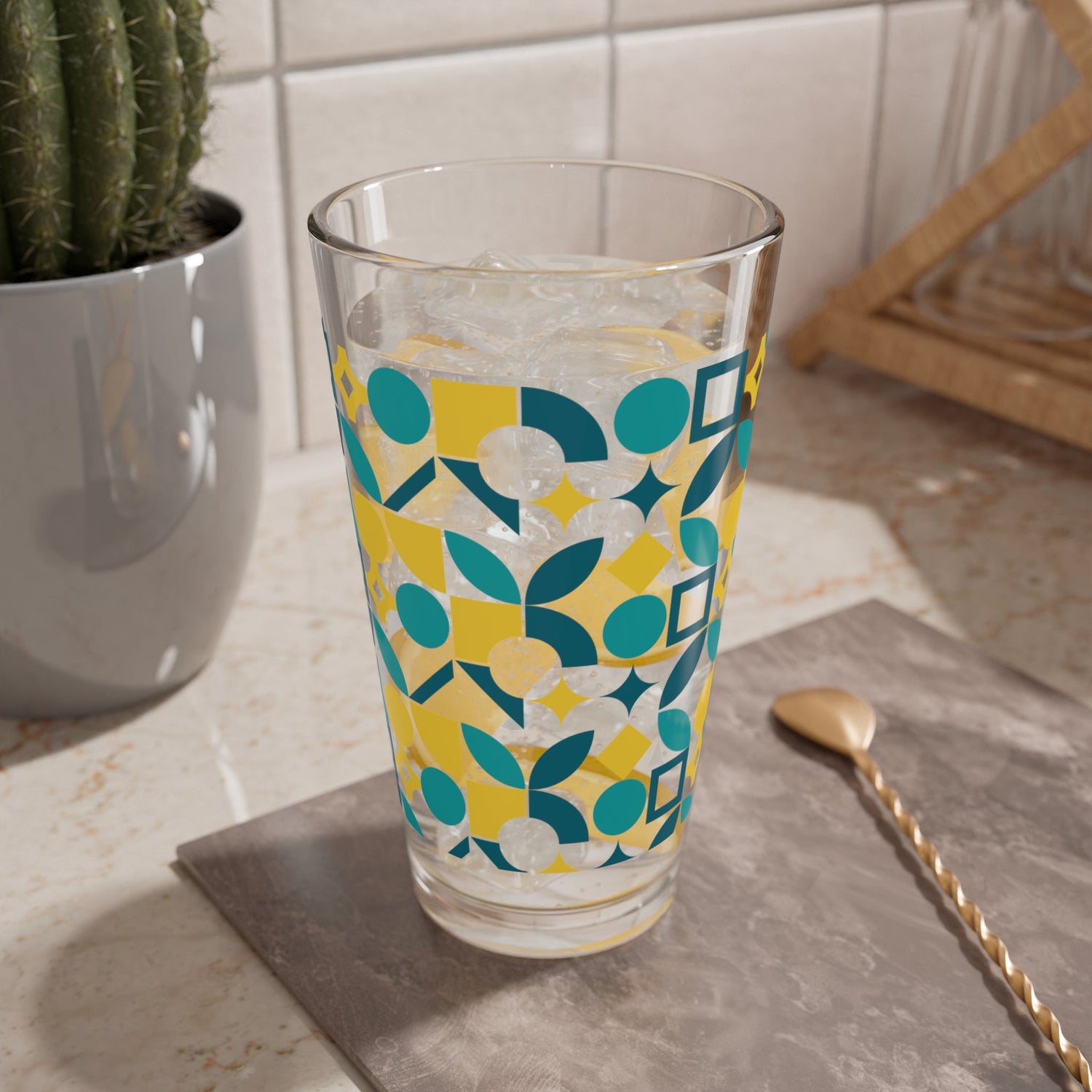 Kate McEnroe New York Bauhaus Geometric Pint Glass, Mid Century Modern BarwarePint Glasses21640600604144694149
