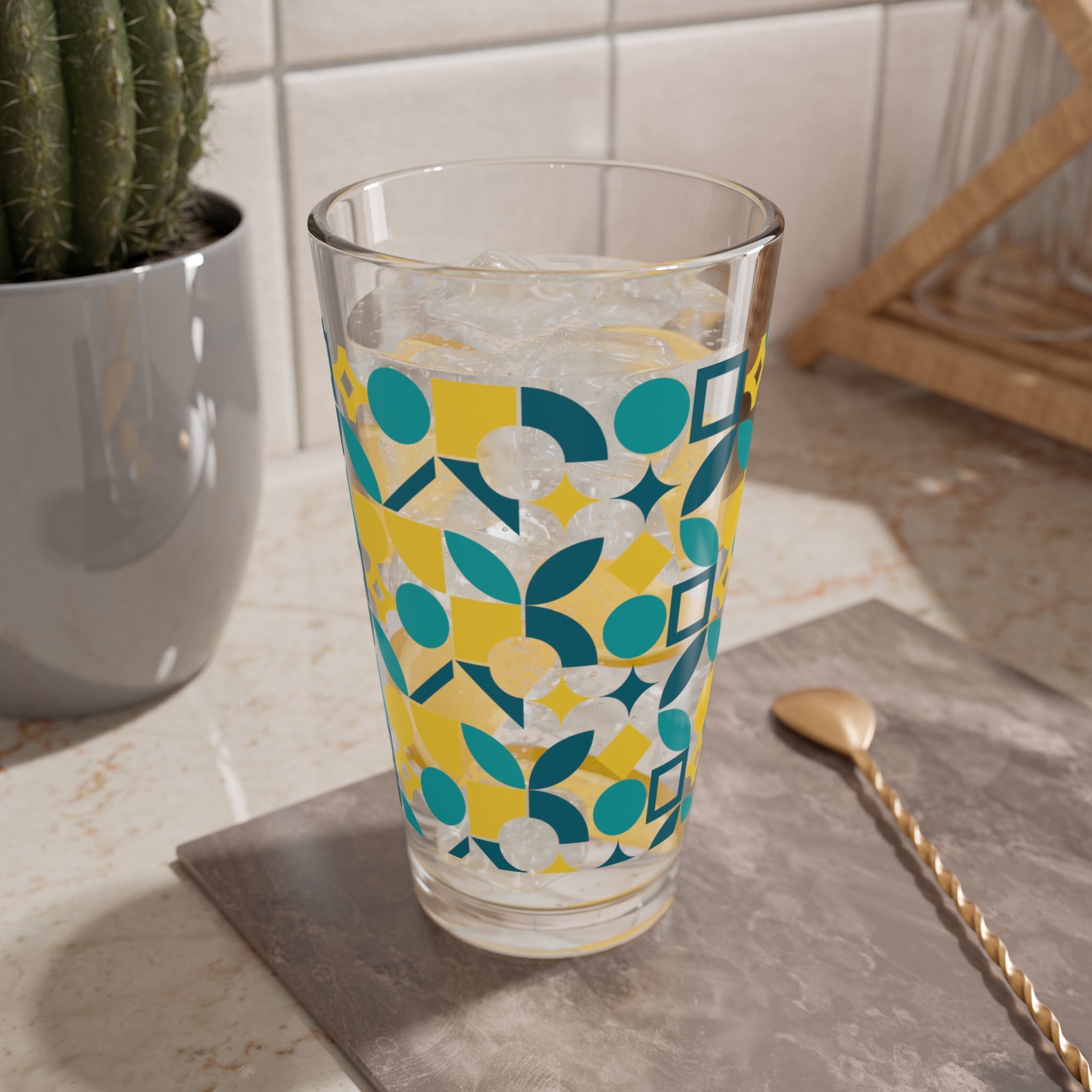 Kate McEnroe New York Bauhaus Geometric Pint Glass, Mid Century Modern BarwarePint Glasses21640600604144694149