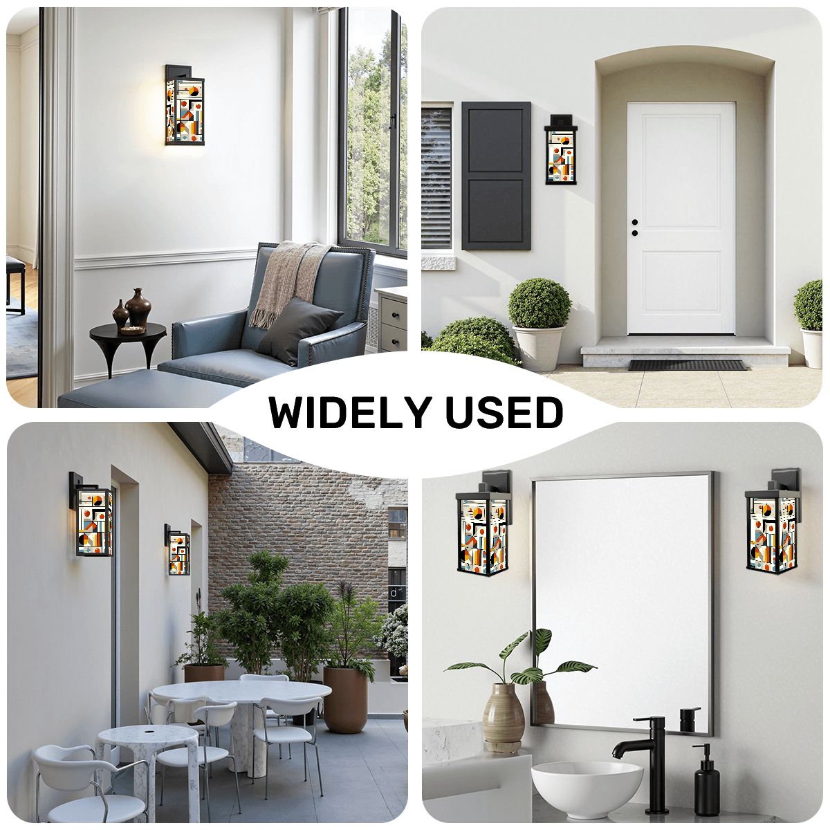 Kate McEnroe New York Bauhaus Geometric Wall Sconce, Mid Century Modern Art Block Accent Light, Retro Indoor Outdoor FixtureOutdoor Wall LightsgjkuqX6cyB