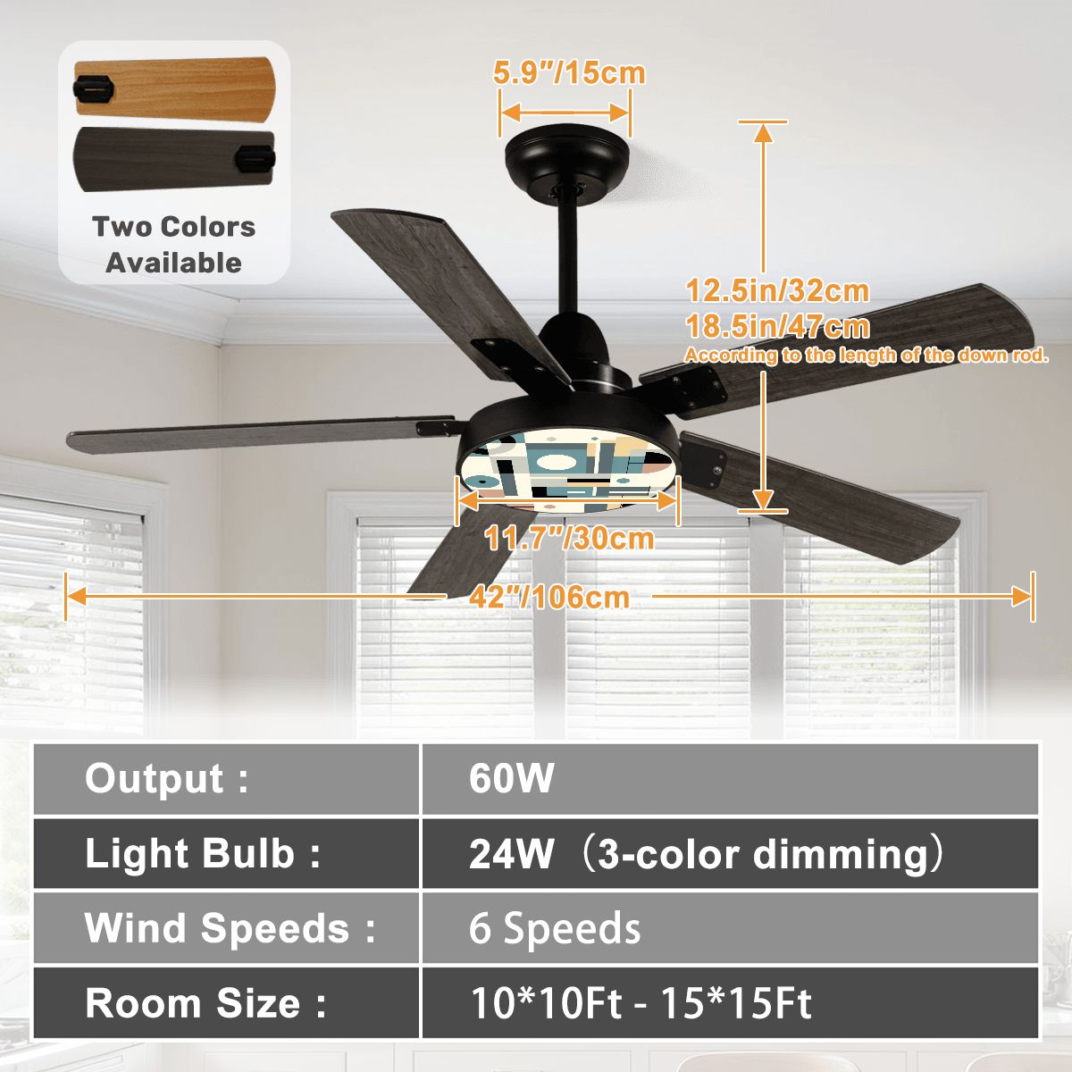 Kate McEnroe New York Bauhaus Mid Century Ceiling Fan, Geometric Modernist Light FixtureCeiling FanslUl6RNYyyQ