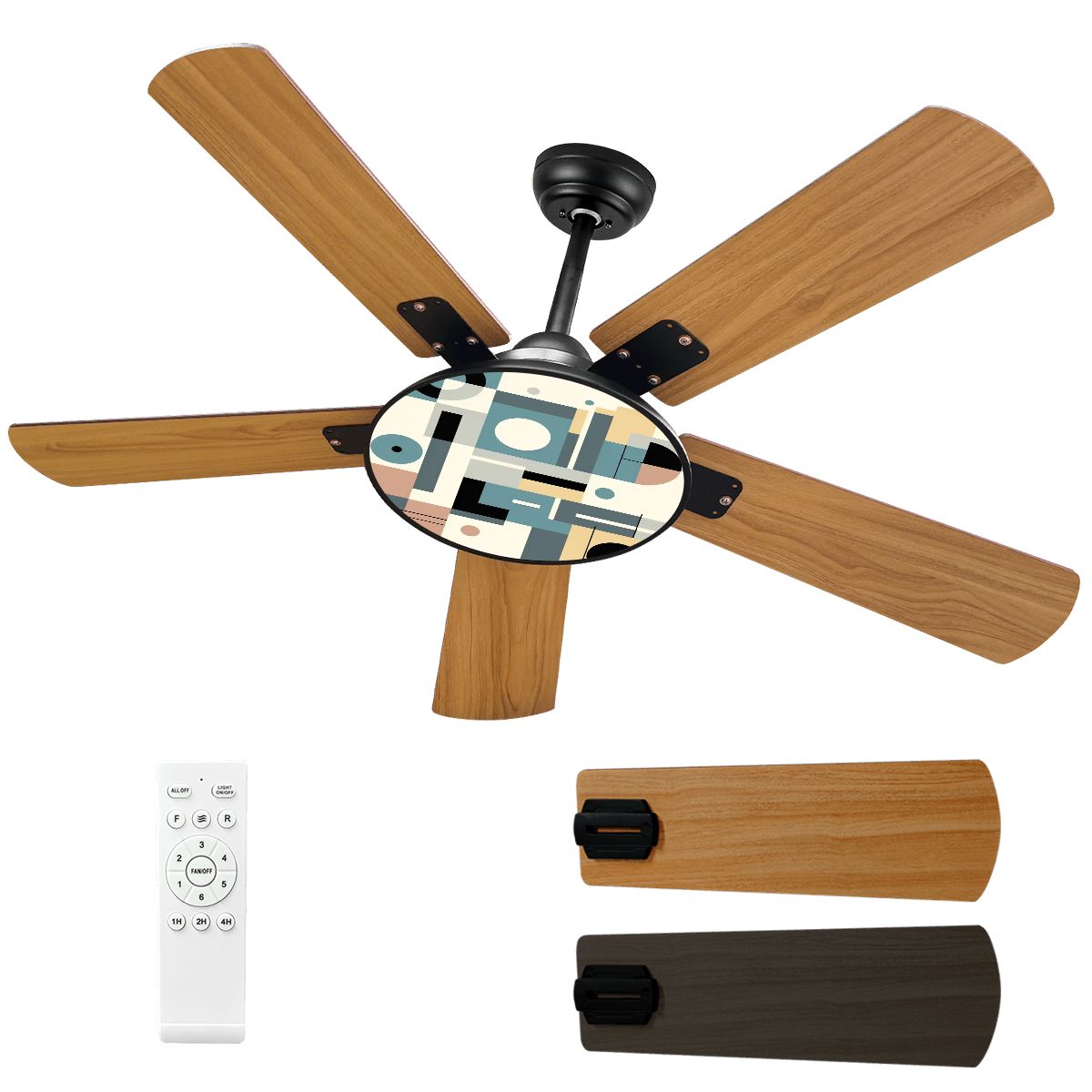 Kate McEnroe New York Bauhaus Mid Century Ceiling Fan, Geometric Modernist Light FixtureCeiling FanslUl6RNYyyQ