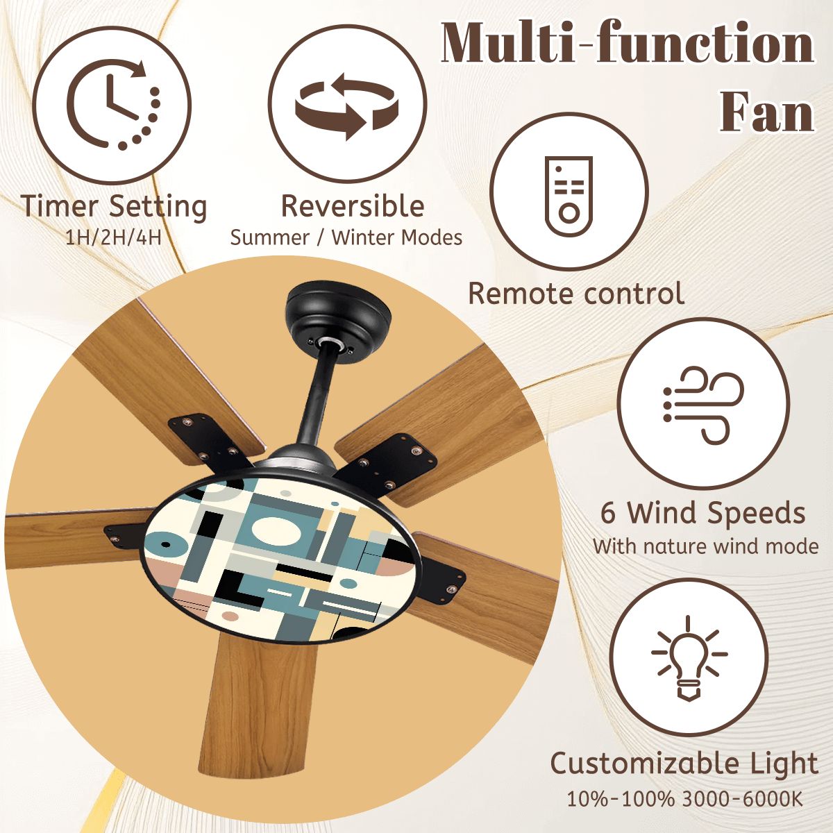 Kate McEnroe New York Bauhaus Mid Century Ceiling Fan, Geometric Modernist Light FixtureCeiling FanslUl6RNYyyQ