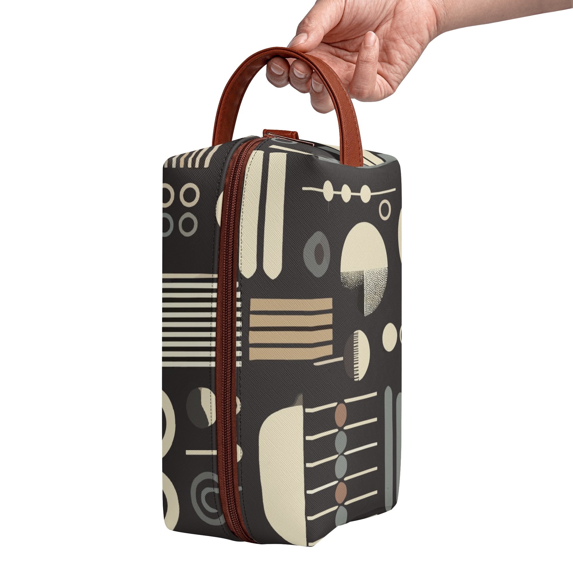 Kate McEnroe New York Bauhaus Mid Century Modern Dopp Kit, Geometric Travel Organizer, Retro Toiletry BagCosmetic &amp; Toiletry BagsWE9JG4PW - 1