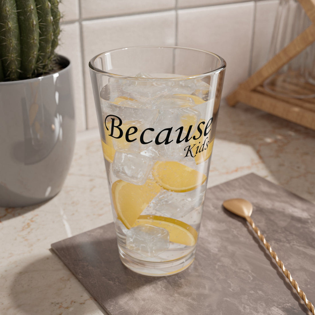 Kate McEnroe New York Because Kids Pint Glass, Funny Gift for Mom, Cocktail Shaker | Mixing Glass | Drinking Glass, Mother&