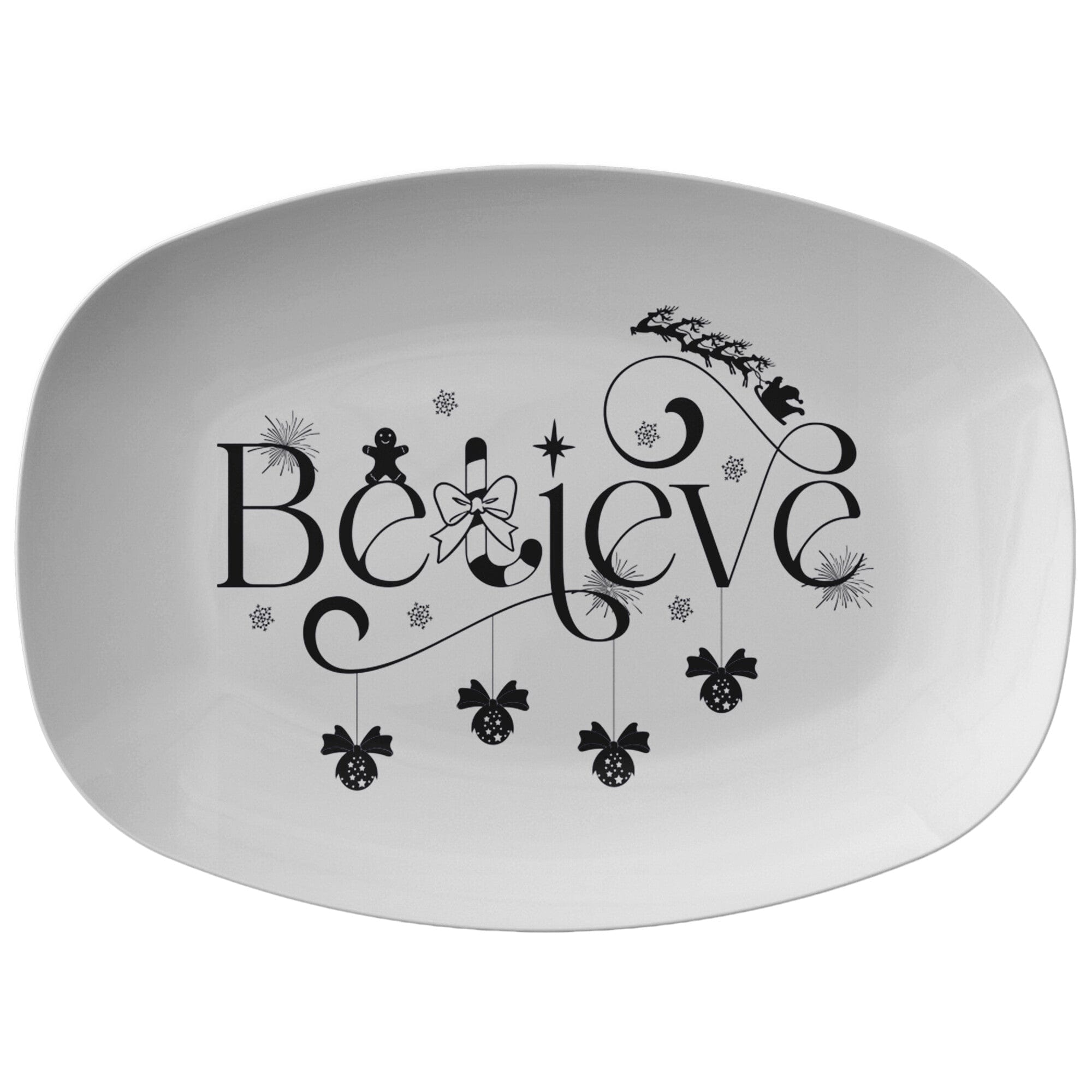 Kate McEnroe New York Believe Christmas Serving Platter B&amp;WServing Platters9727