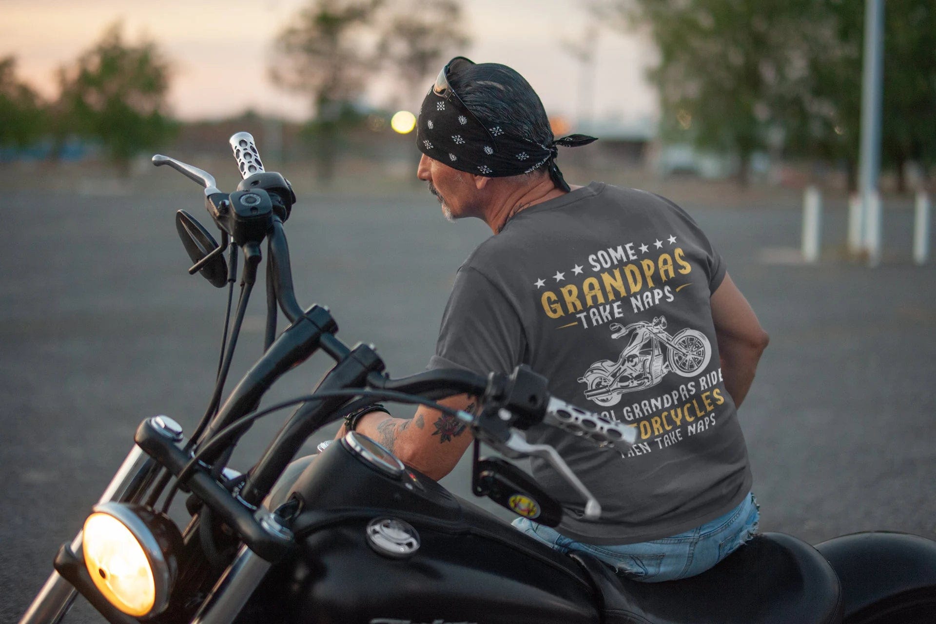 Kate McEnroe New York Biker Grandpa Shirt For Fathers day, Birthday Gift, Real Grandpas Ride Motorcycles Then Take Naps Shirt, Funny Biker Shirt, Granddad Gift 