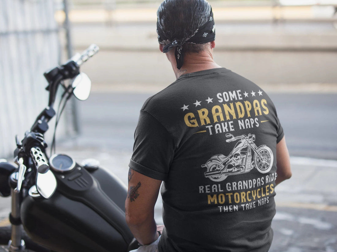 Kate McEnroe New York Biker Grandpa Shirt, Real Grandpas Ride Motorcycles Then Take Naps Shirt, Funny Biker Shirt 