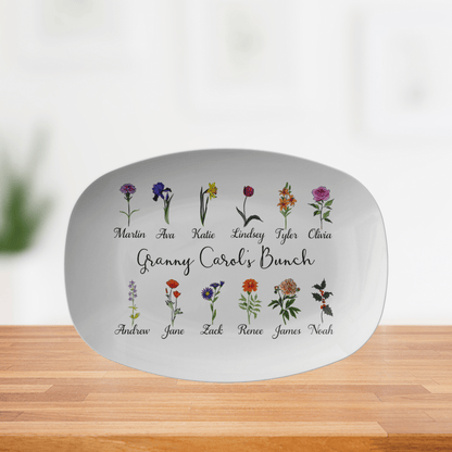 Kate McEnroe New York Birth Month Flower Family Platter Personalized Personalized Platters PP1-BIR-FLO-68