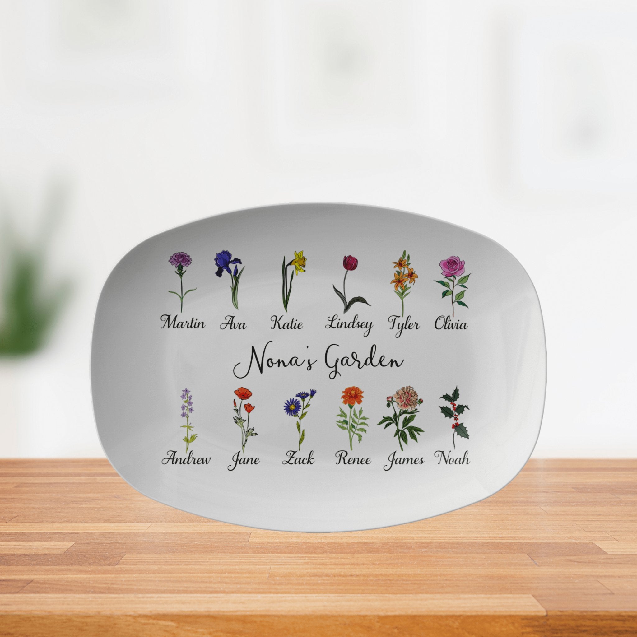 Kate McEnroe New York Birth Month Flower Family Platter PersonalizedServing PlattersPP1 - BIR - FLO - 68