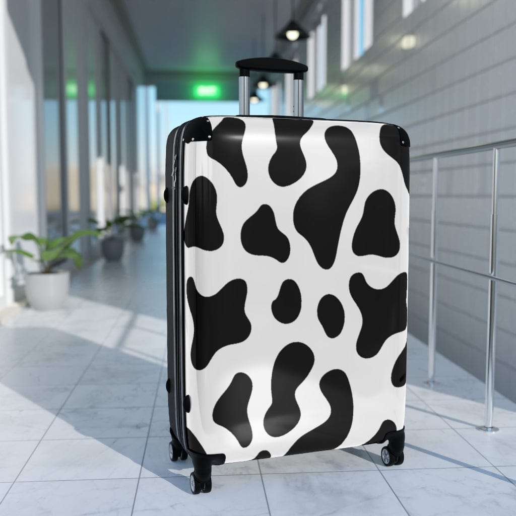 Kate McEnroe New York Black &amp; White Cow Print Luggage Set Suitcases Large / Black 18356198787433068288
