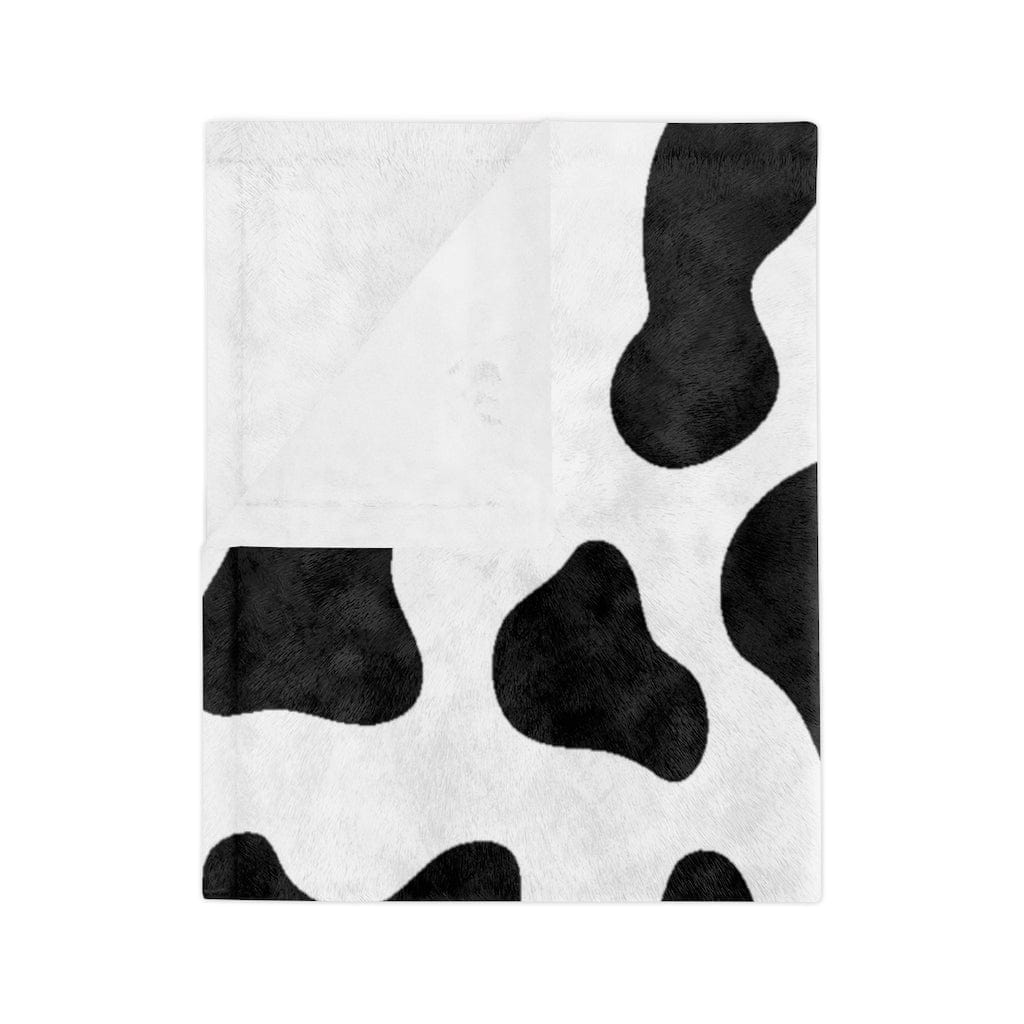 Kate McEnroe New York Black &amp; White Cow Print Velveteen Minky Blanket Blankets
