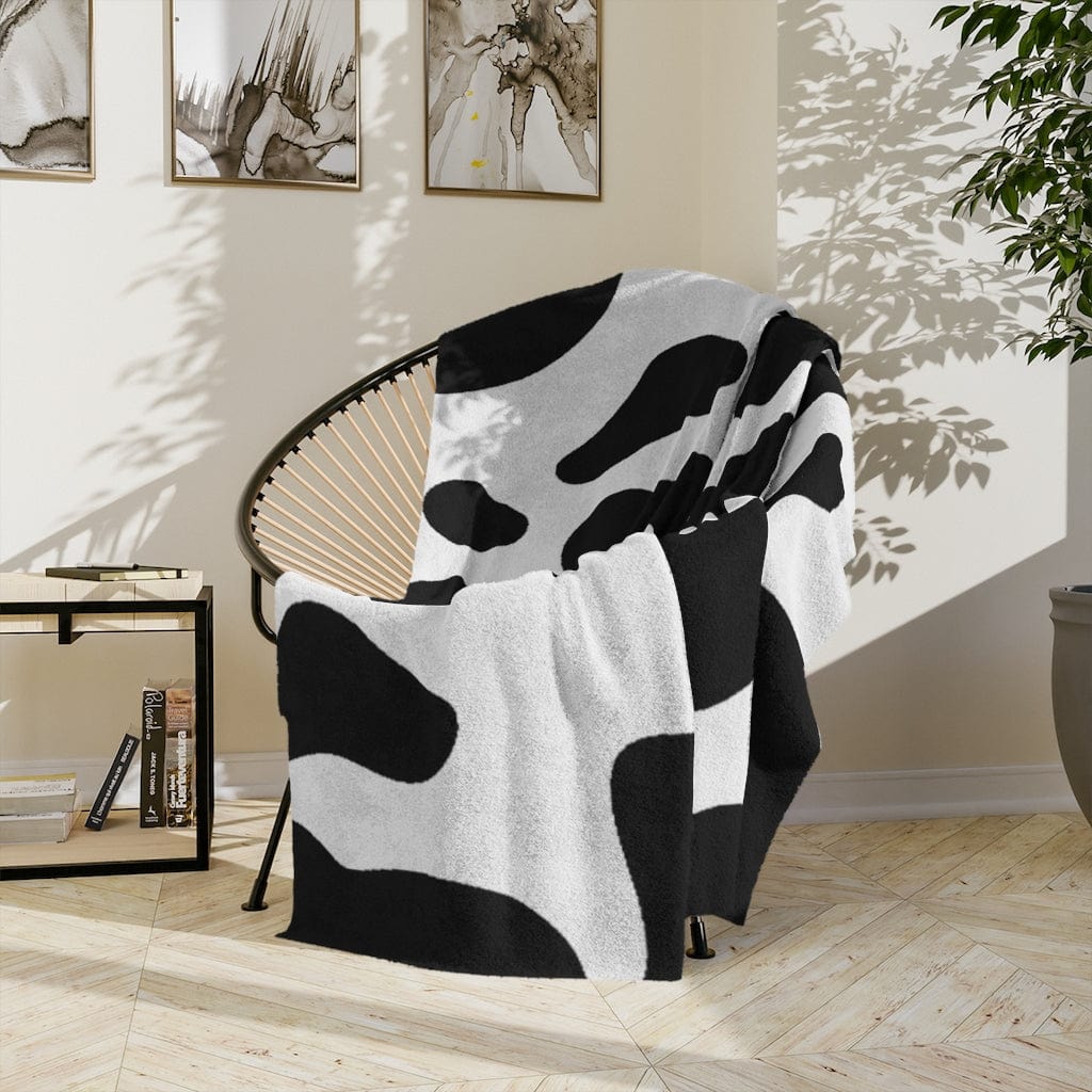 Kate McEnroe New York Black &amp; White Cow Print Velveteen Minky BlanketBlankets12289668152943363738
