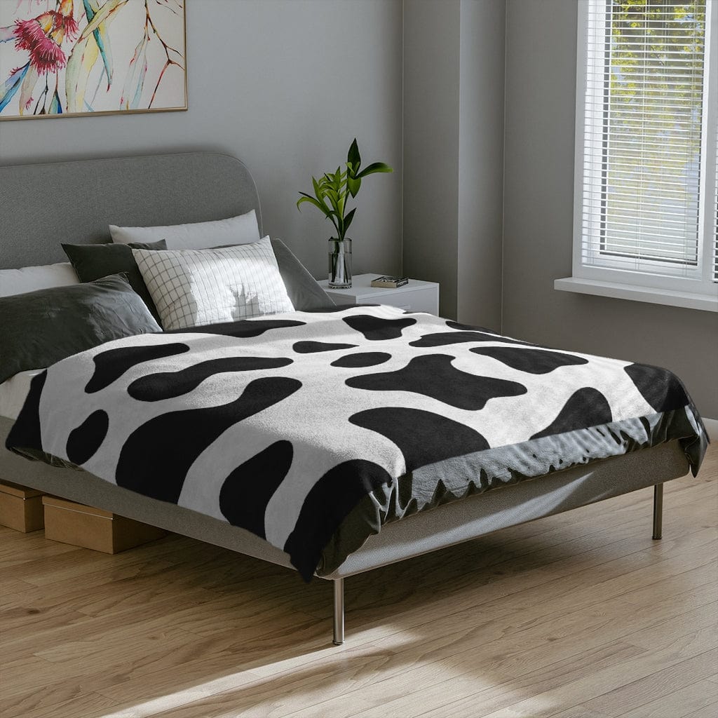 Kate McEnroe New York Black &amp; White Cow Print Velveteen Minky BlanketBlankets12289668152943363738