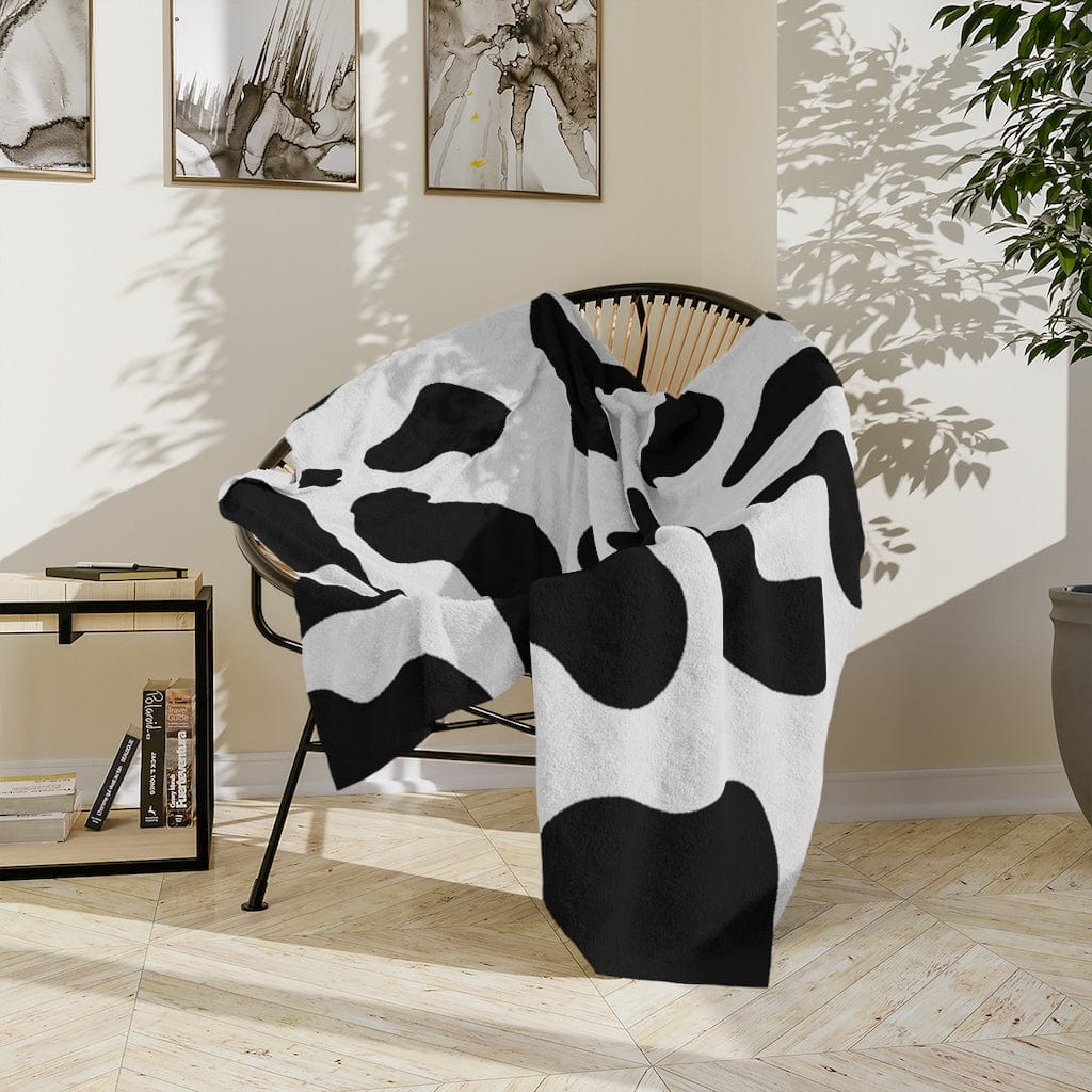 Kate McEnroe New York Black &amp; White Cow Print Velveteen Minky BlanketBlankets13036190633957890419