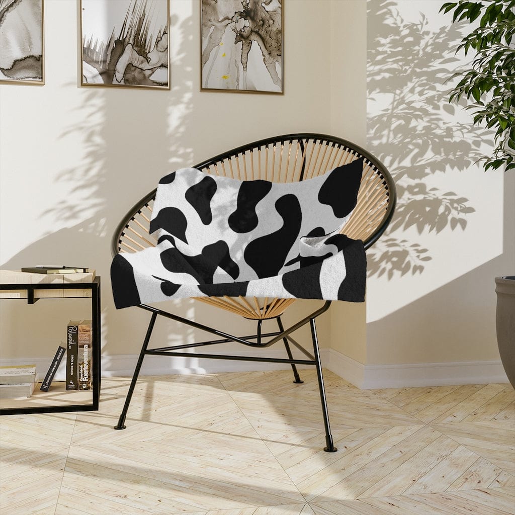 Kate McEnroe New York Black &amp; White Cow Print Velveteen Minky BlanketBlankets13036190633957890419