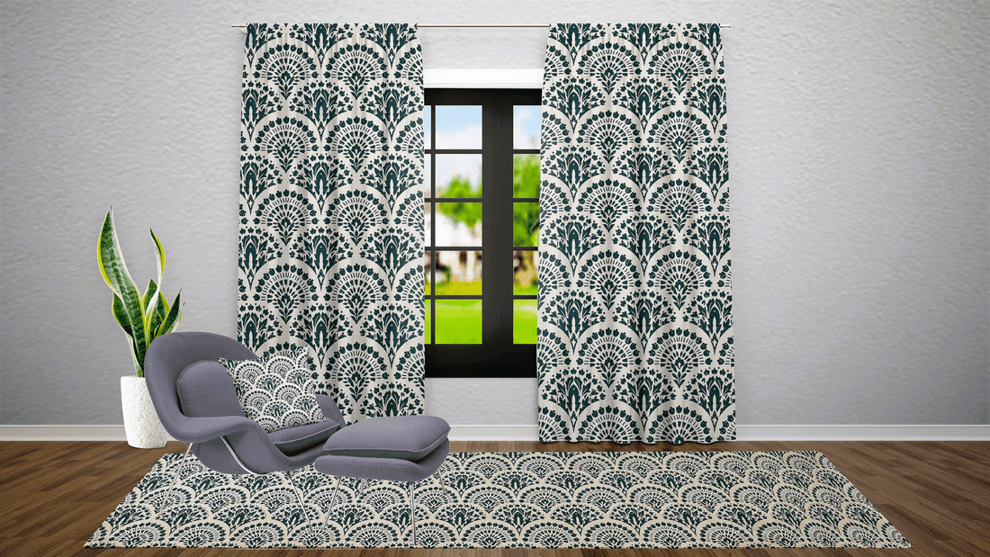 Blackout or Sheer Window Curtains in Bohemian Damask Print