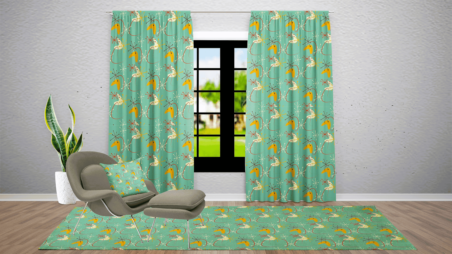 Blackout or Sheer Window Curtains In Mid Century Modern Atomic Retro 1950s Boomerang