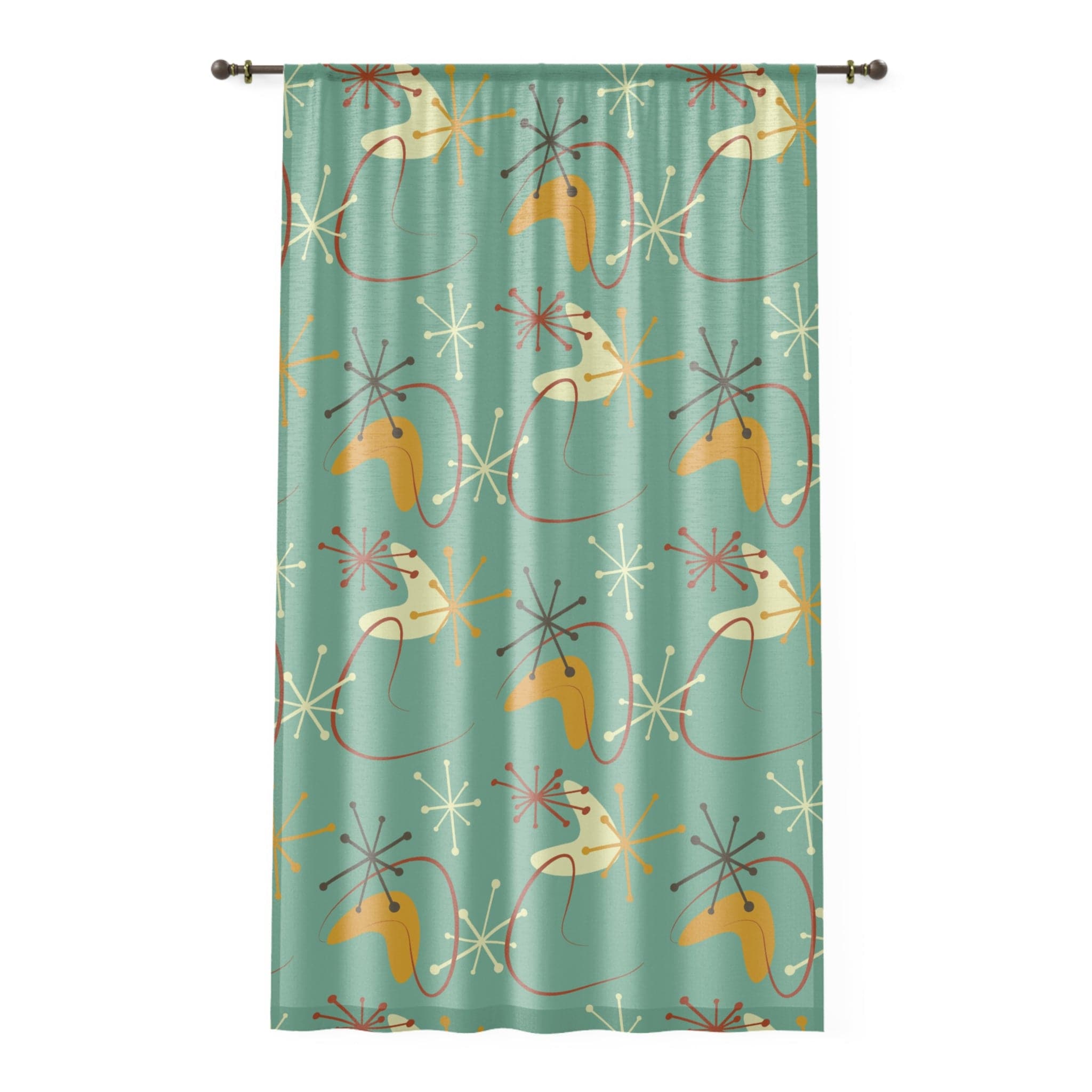 Kate McEnroe New York Blackout or Sheer Window Curtains In Mid Century Modern Atomic Retro 1950s BoomerangWindow CurtainsW30D - GRN - BMG - SH9