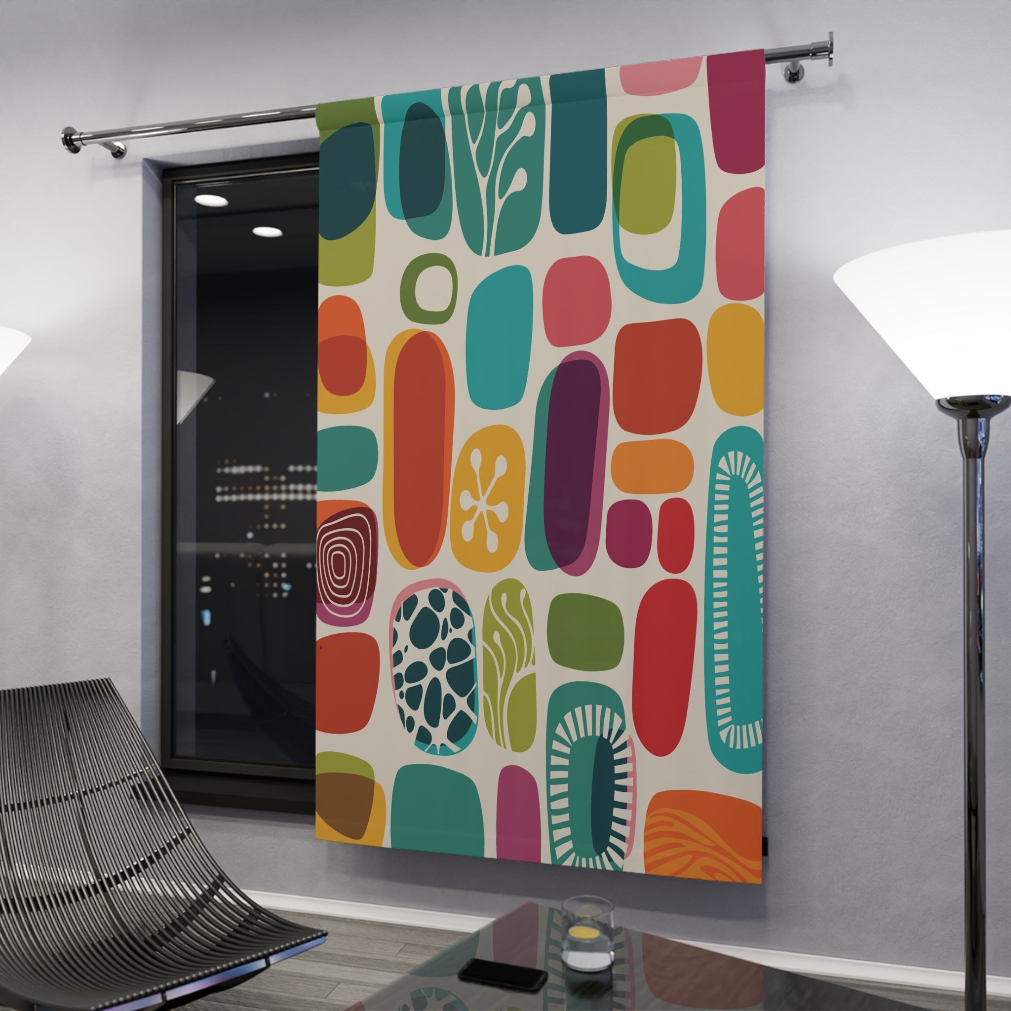 Kate McEnroe New York Blackout &amp; Sheer Window Curtains in Mid Century Modern Boho Retro PrintWindow Curtains30231019153955019716-2