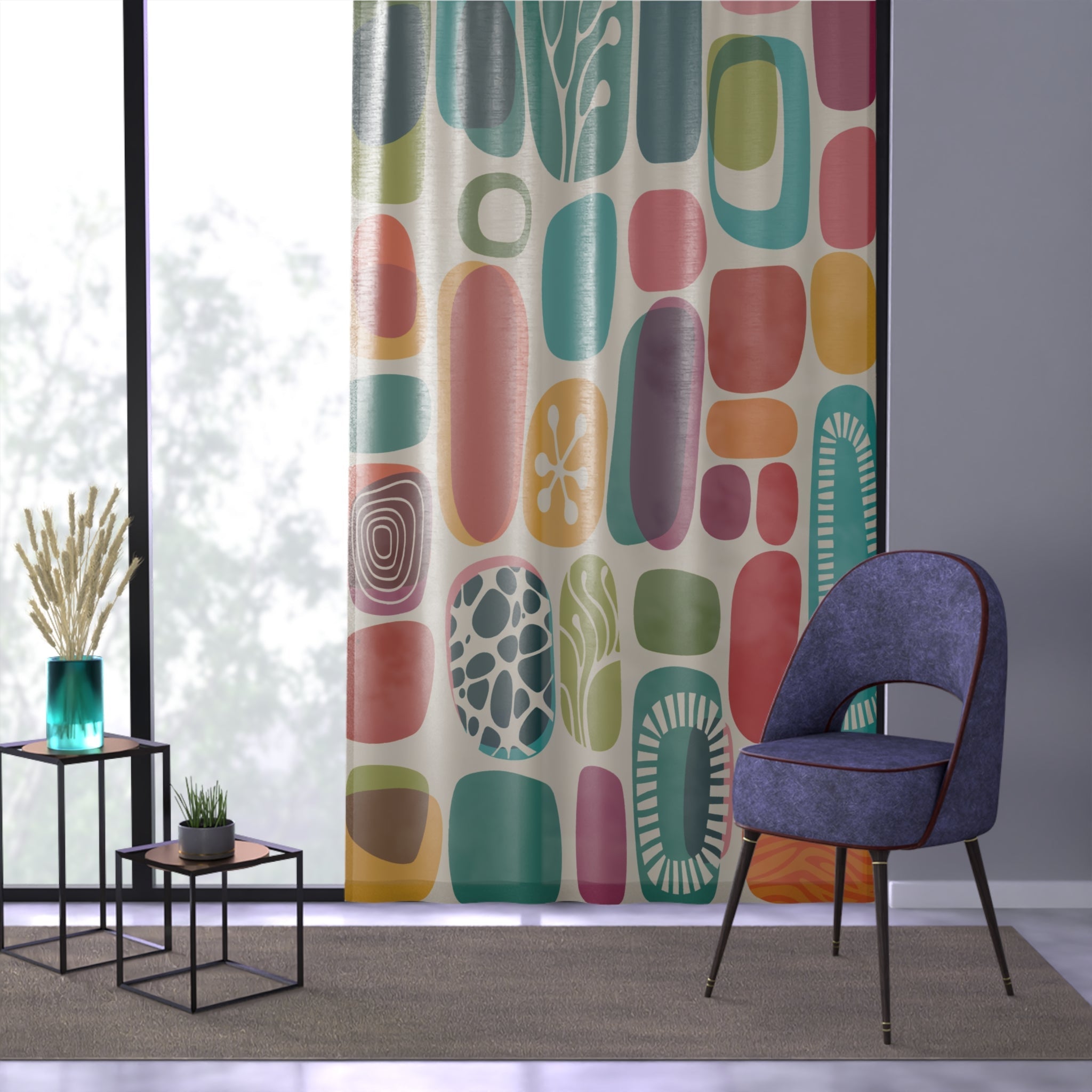 Kate McEnroe New York Blackout &amp; Sheer Window Curtains in Mid Century Modern Boho Retro PrintWindow Curtains30231019153955019716-2