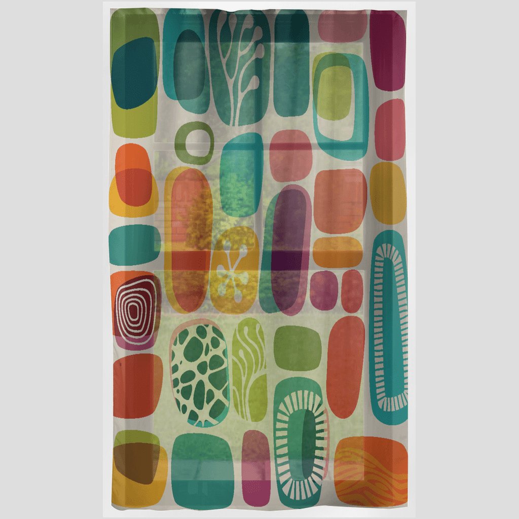 Kate McEnroe New York Blackout &amp; Sheer Window Curtains in Mid Century Modern Boho Retro PrintWindow CurtainsCurtainSheer - 50x84 - SinglePanel - 20220628203035307