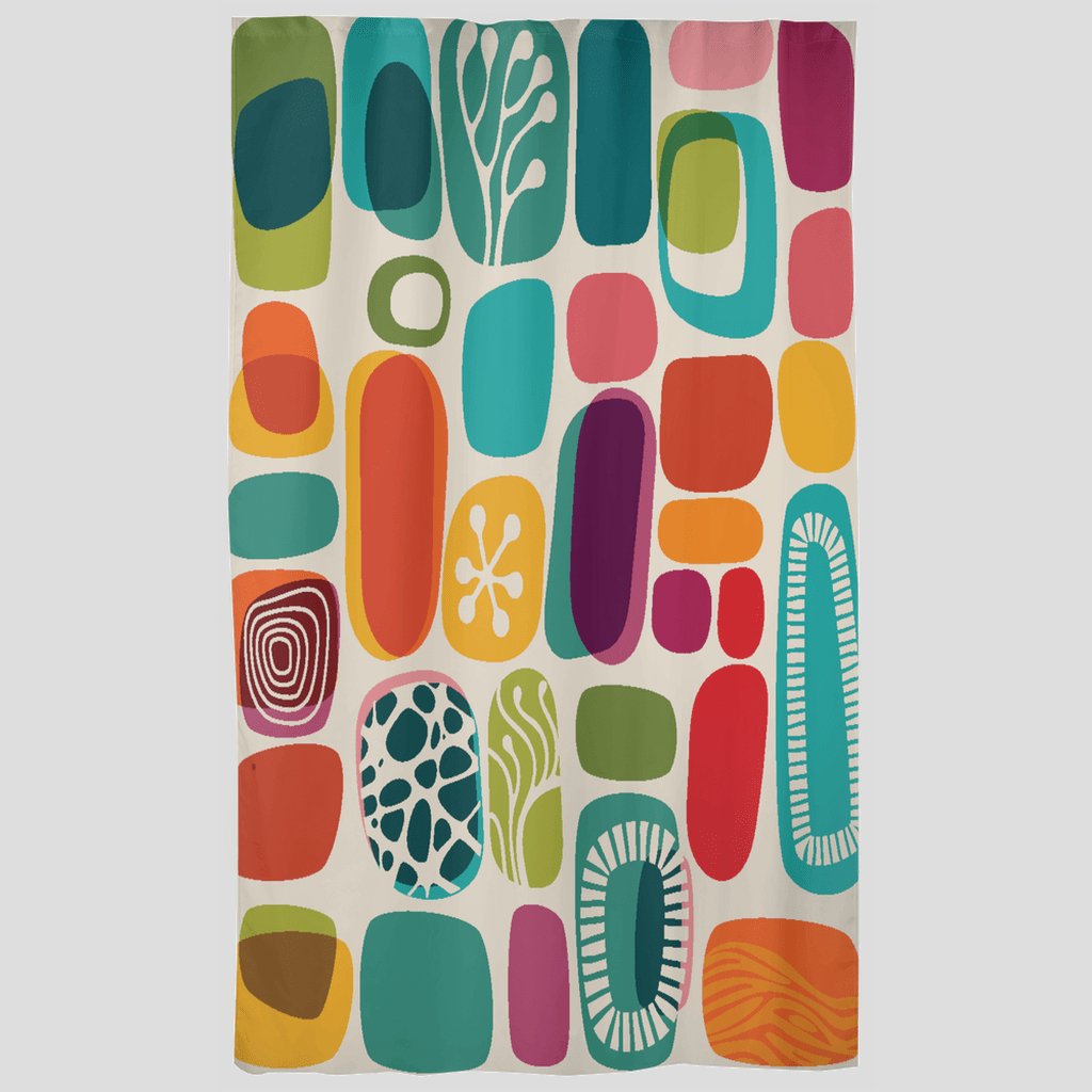 Kate McEnroe New York Blackout &amp; Sheer Window Curtains in Mid Century Modern Boho Retro PrintWindow CurtainsCurtainSheer - 50x84 - SinglePanel - 20220628203035307