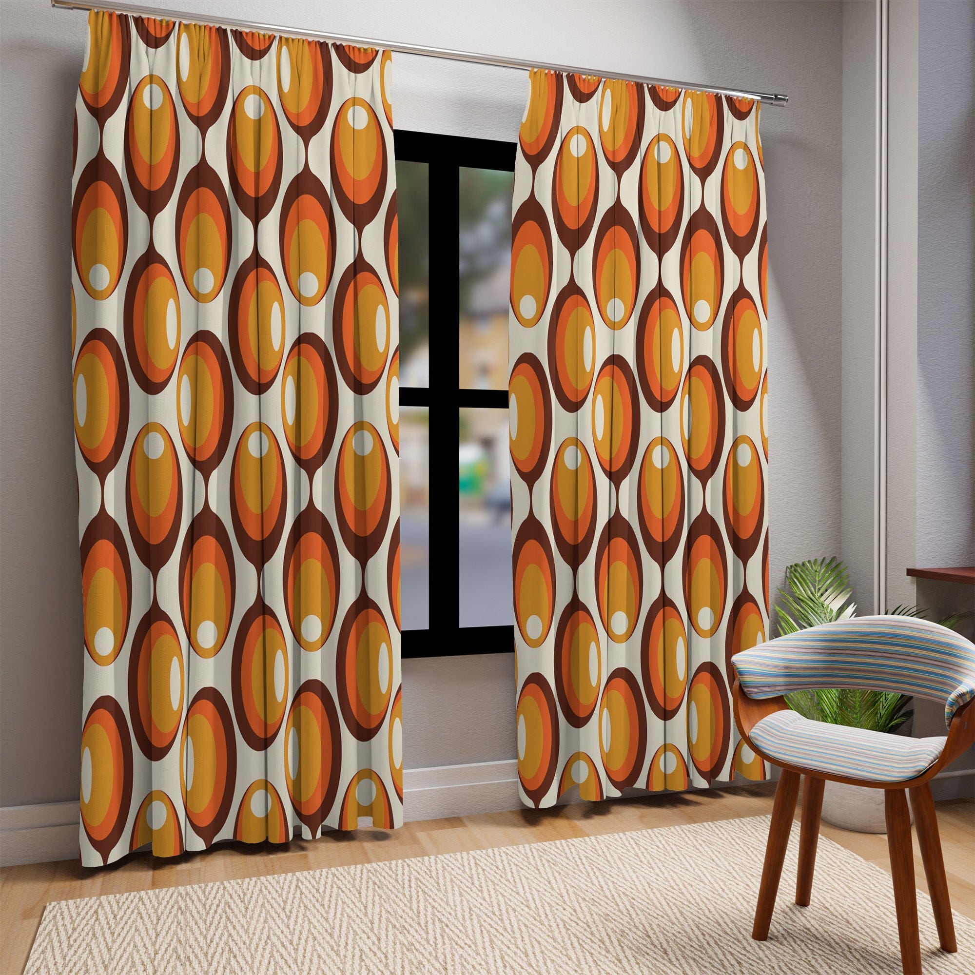 Kate McEnroe New York Blackout &amp; Sheer Window Curtains in Mid Century Modern Retro OrbsWindow CurtainsCurtainSheer - 50x84 - DoublePanel - 20220627205203335