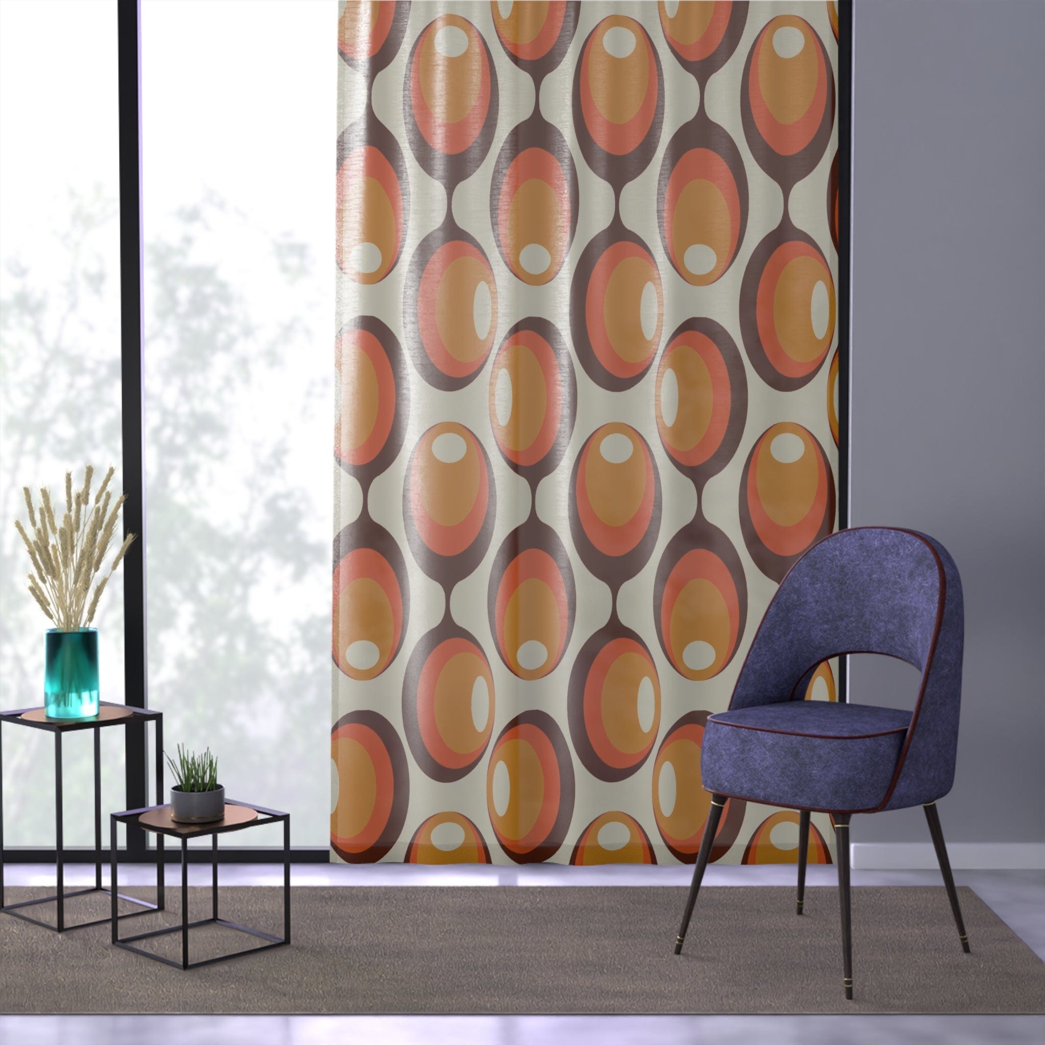 Kate McEnroe New York Blackout &amp; Sheer Window Curtains in Mid Century Modern Retro OrbsWindow CurtainsCurtainSheer - 50x84 - SinglePanel - 20220627205203335