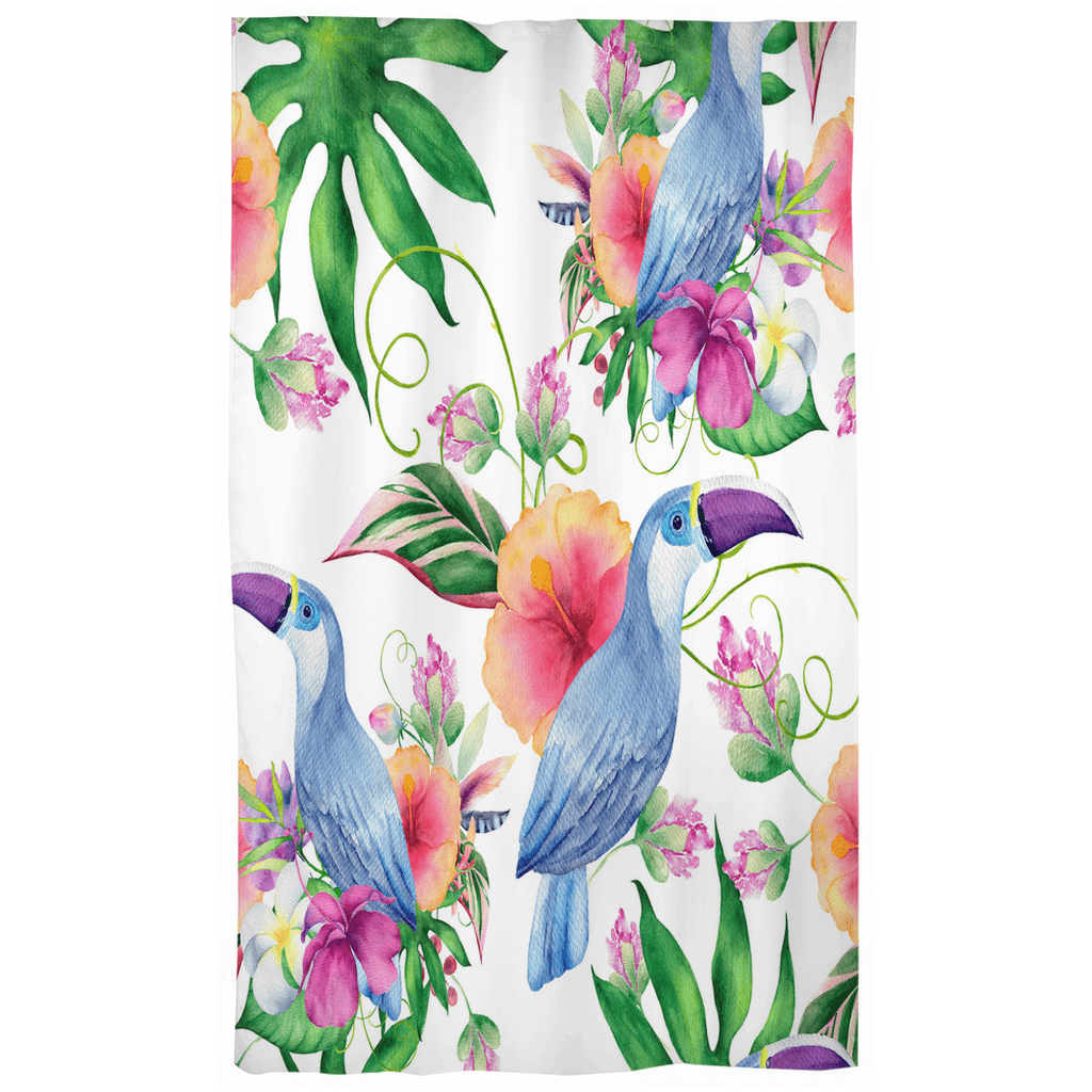 Blackout Window Curtain in Watercolor Toucan Floral Art