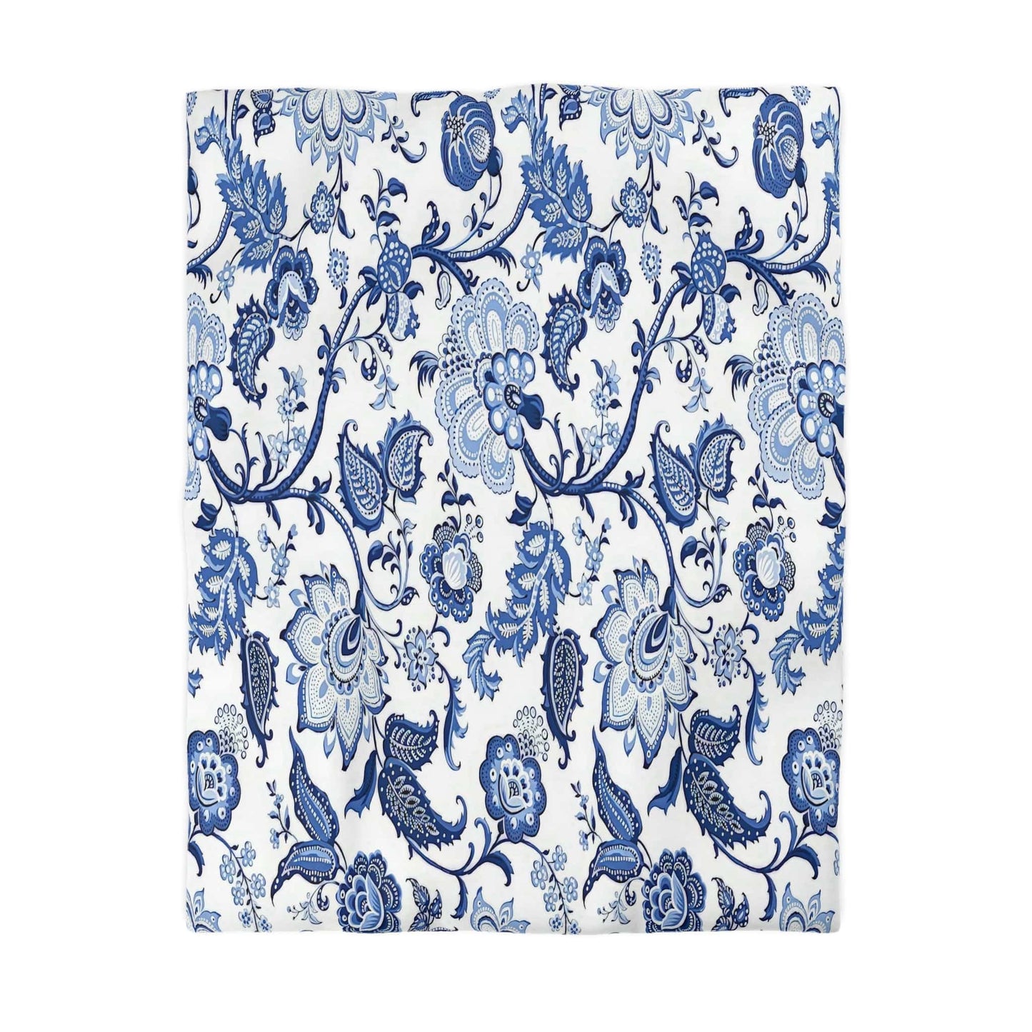 Printify Blue and White Chinoiserie Jacobean Floral Microfiber Duvet Cover, Grandmillenial Bedroom Decor Home Decor