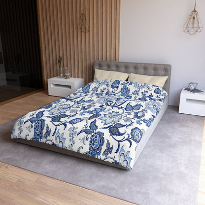 Printify Blue and White Chinoiserie Jacobean Floral Microfiber Duvet Cover, Grandmillenial Bedroom Decor Home Decor Twin XL / Cream 24222817571384928533