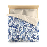 Kate McEnroe New York Blue and White Chinoiserie Jacobean Floral Microfiber Duvet Cover, Grandmillenial Bedroom DecorDuvet Covers19883540189661238814