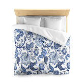 Kate McEnroe New York Blue and White Chinoiserie Jacobean Floral Microfiber Duvet Cover, Grandmillenial Bedroom DecorDuvet Covers19883540189661238814