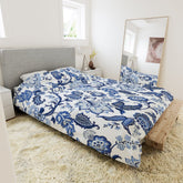 Kate McEnroe New York Blue and White Chinoiserie Jacobean Floral Microfiber Duvet Cover, Grandmillenial Bedroom DecorDuvet Covers19883540189661238814