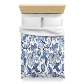 Kate McEnroe New York Blue and White Chinoiserie Jacobean Floral Microfiber Duvet Cover, Grandmillenial Bedroom DecorDuvet Covers19883540189661238814