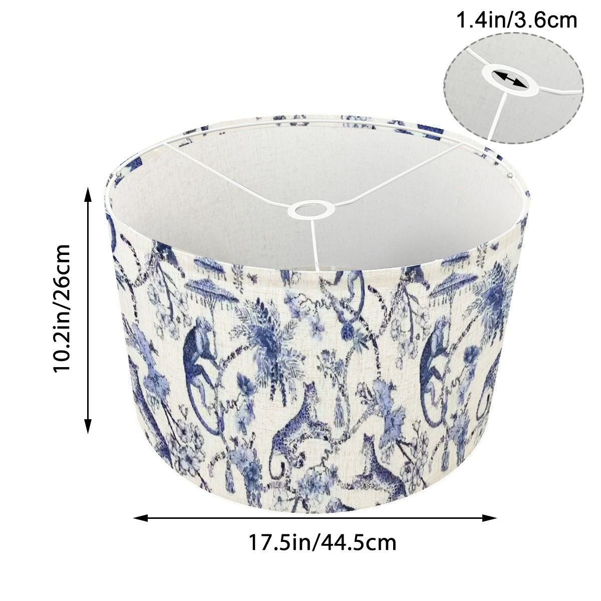 Kate McEnroe New York Blue and White Chinoiserie Monkey Leopard Drum Lamp ShadeLamp ShadespWAHSpvZE5