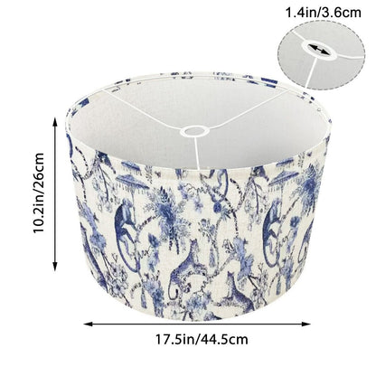 Kate McEnroe New York Blue and White Chinoiserie Monkey Leopard Drum Lamp ShadeLamp ShadespWAHSpvZE5