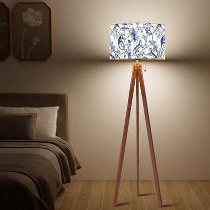 Kate McEnroe New York Blue and White Chinoiserie Monkey Leopard Drum Lamp ShadeLamp ShadespWAHSpvZE5