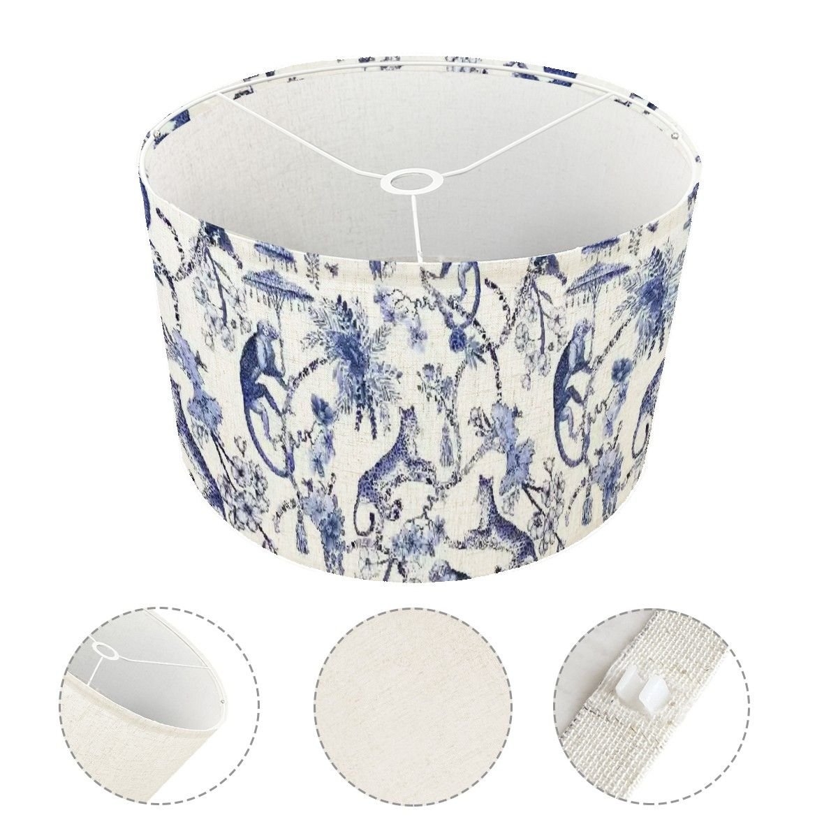 Kate McEnroe New York Blue and White Chinoiserie Monkey Leopard Drum Lamp ShadeLamp ShadespWAHSpvZE5