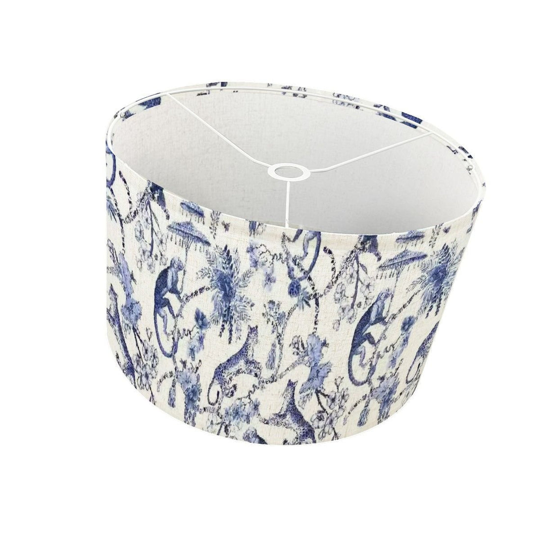 Kate McEnroe New York Blue and White Chinoiserie Monkey Leopard Drum Lamp ShadeLamp ShadespWAHSpvZE5