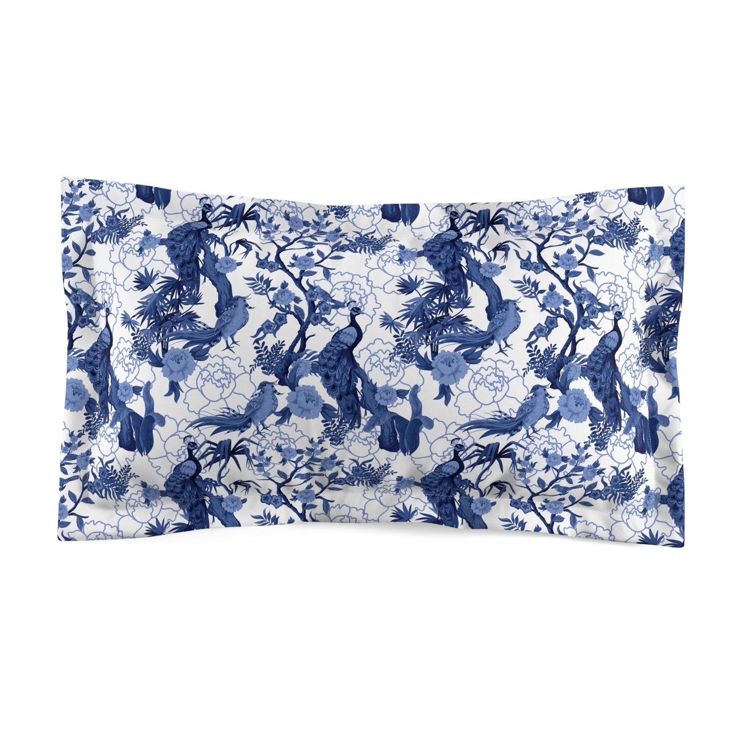 Kate McEnroe New York Blue and White Chinoiserie Peacock Pillow Sham | Decorative Throw Pillow PillowcasePillow Shams23003346841869936346